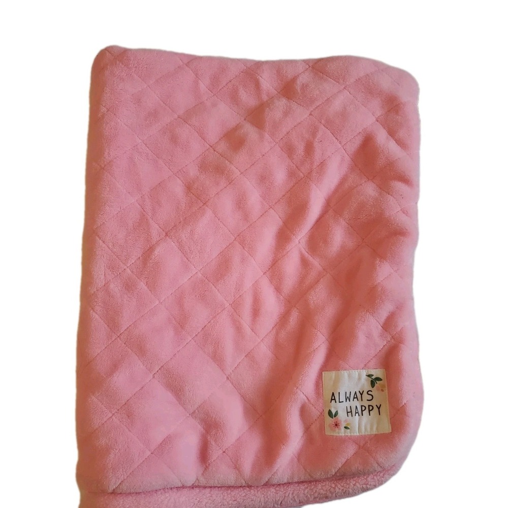 Carters Always Happy Pink Plush Baby Blanket